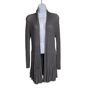 Eileen Fisher Ribbed Open Front Long Cardigan Size Petite L Coastal Lagenlook